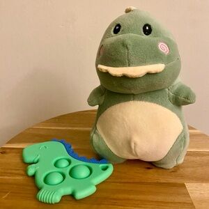 Dinosaur Rattle Plush Toy and Teether Bundle